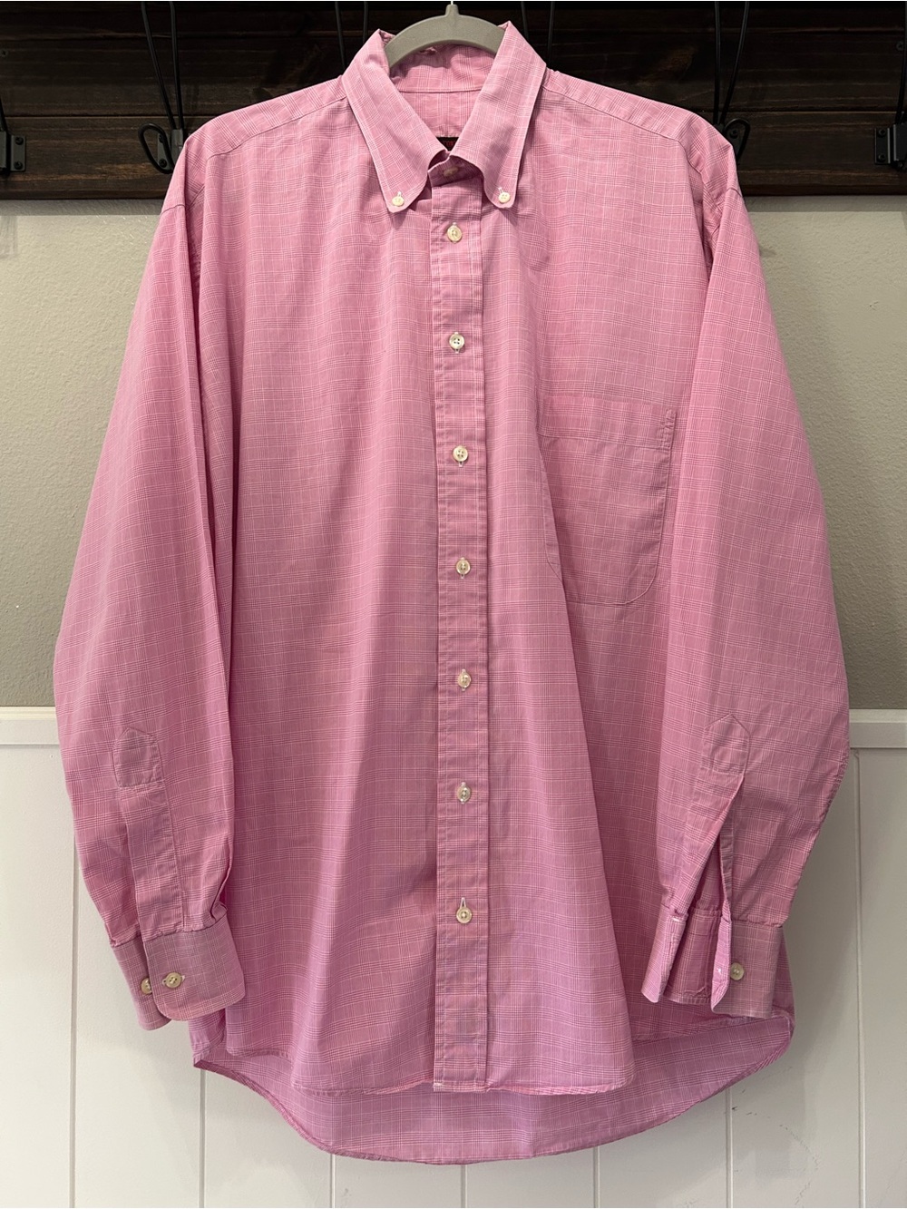 Vintage O'Connell Lucas Chelf Pink Plaid Button Down Shirt USA Cotton Ivy Prep L